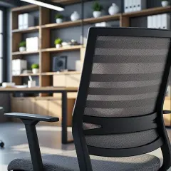 Ergonomiczny fotel biurowy z siatkowanym oparciem. Regulacja fotela biurowego pozwala na dopasowanie go do indywidualnych potrzeb.